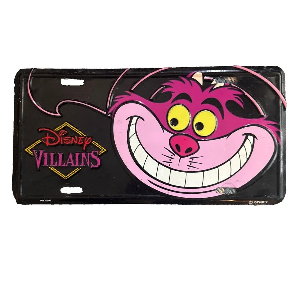 Vintage Walt Disney Villains License Plate Cheshire Cat Vtg Disney